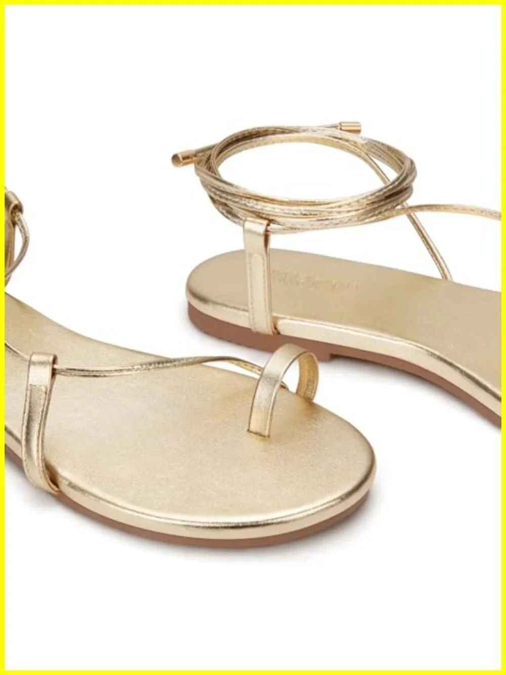 Strappy Lace Up Flat Sandals with Memory Foam Insole - Women's